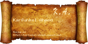 Karfunkel Ahmed névjegykártya